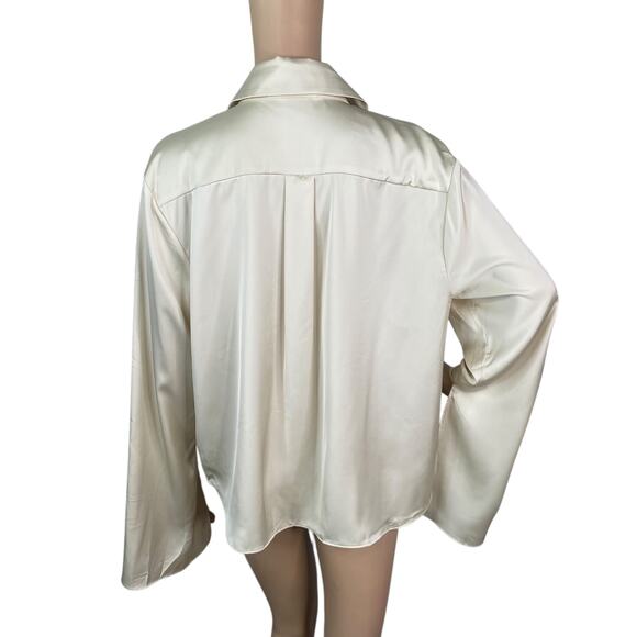 Anthropologie NWT Sunday In Brooklyn Silky Button Down Shirt SZ L - Picture 10 of 12